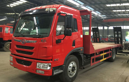 【國六】解放龍V單橋平板,150挖機平板